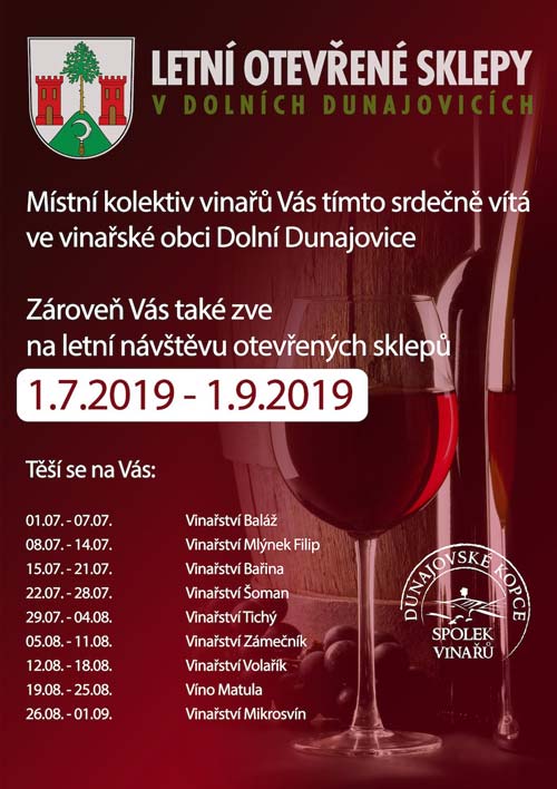 Vinařství Zámečník letní otevřené sklepy Dolní Dunajovice